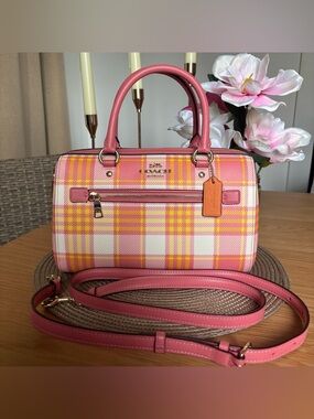 Coach Rowan Satchel Garden Plaid C8593